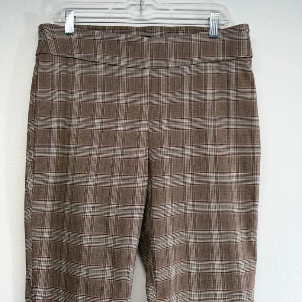 Counterparts Pull On Plaid Stretch Brown Trouser Pants Size L Preppy Career‎ 90s